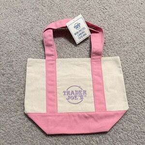 Pink and Cream Canvas Tote Bag